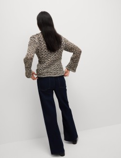 Cotton Blend Metallic Textured Jumper