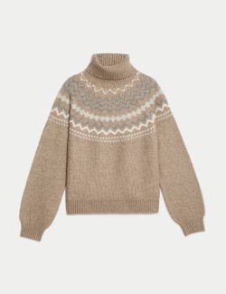 Cloud-Yarn Fairisle Roll Neck Jumper