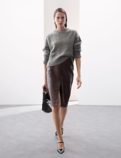 Crew Neck Cropped Jumper with Mohair