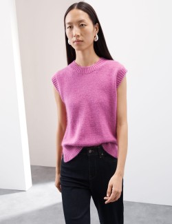 Textured Crew Neck Jumper With Mohair