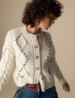 Textured Crew Neck Cardigan