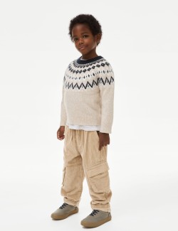 Pure Cotton Chunky Cord Cargo Trousers (2-16 Yrs)