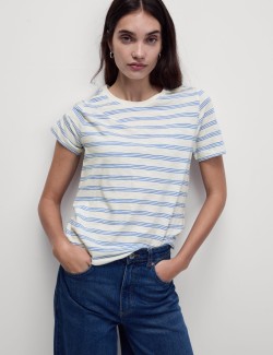 Pure Cotton Striped Regular Fit T-Shirt