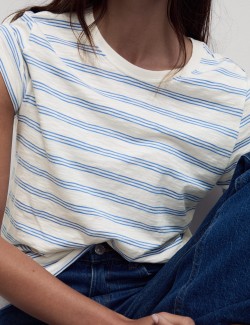 Pure Cotton Striped Regular Fit T-Shirt