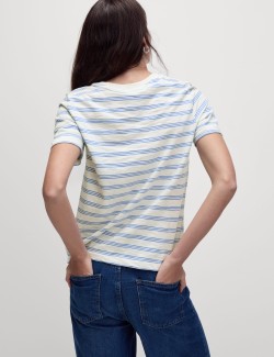 Pure Cotton Striped Regular Fit T-Shirt