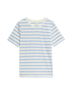 Pure Cotton Striped Regular Fit T-Shirt