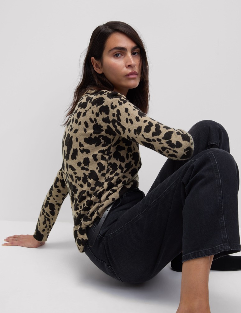 Supersoft Animal Print Crew Neck Jumper