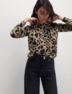 Supersoft Animal Print Crew Neck Jumper