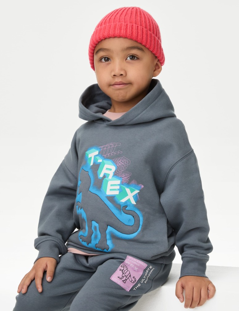 Cotton Rich Dinosaur Hoodie (2-8 Yrs)