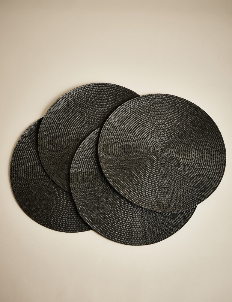 Kulaté tkané prostírání, sada 4 kusů