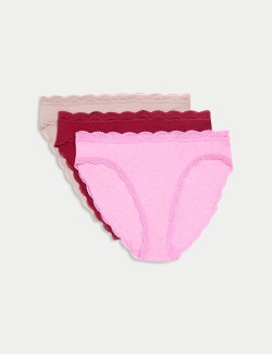 3pk Cotton Rich High Leg Knickers