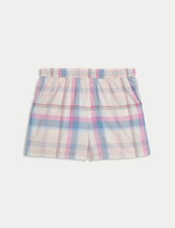 Cotton Blend Checked Pyjama Shorts