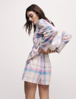 Cotton Blend Checked Pyjama Shorts