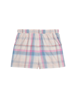 Cotton Blend Checked Pyjama Shorts