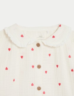 Dvoudílný outfit s výšivkou srdce a s vysokým podílem bavlny (0–3 roky)