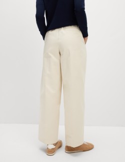 Pure Cotton Twill Barrel Leg Trousers