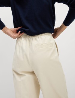 Pure Cotton Twill Barrel Leg Trousers