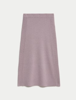 Pure Wool Knitted Midi Column Skirt