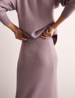 Pure Wool Knitted Midi Column Skirt