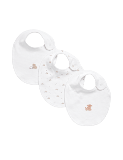 3pk Cotton Rich Slogan Bibs (0-3 Mths)