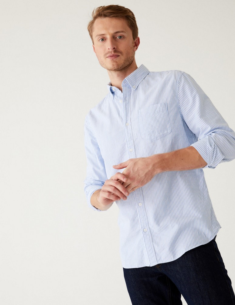 Pure Cotton Striped Oxford Shirt