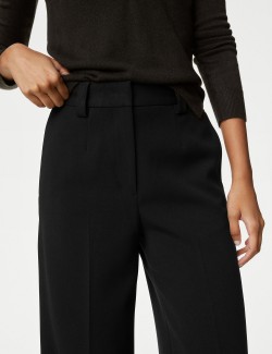 Crepe Tab Detail Wide Leg Trousers
