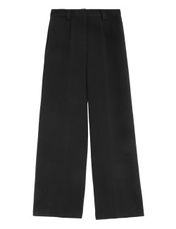 Crepe Tab Detail Wide Leg Trousers