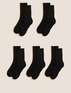Vysoké ponožky s vysokým podílem bavlny a zesíleným chodidlem, 5 párů
