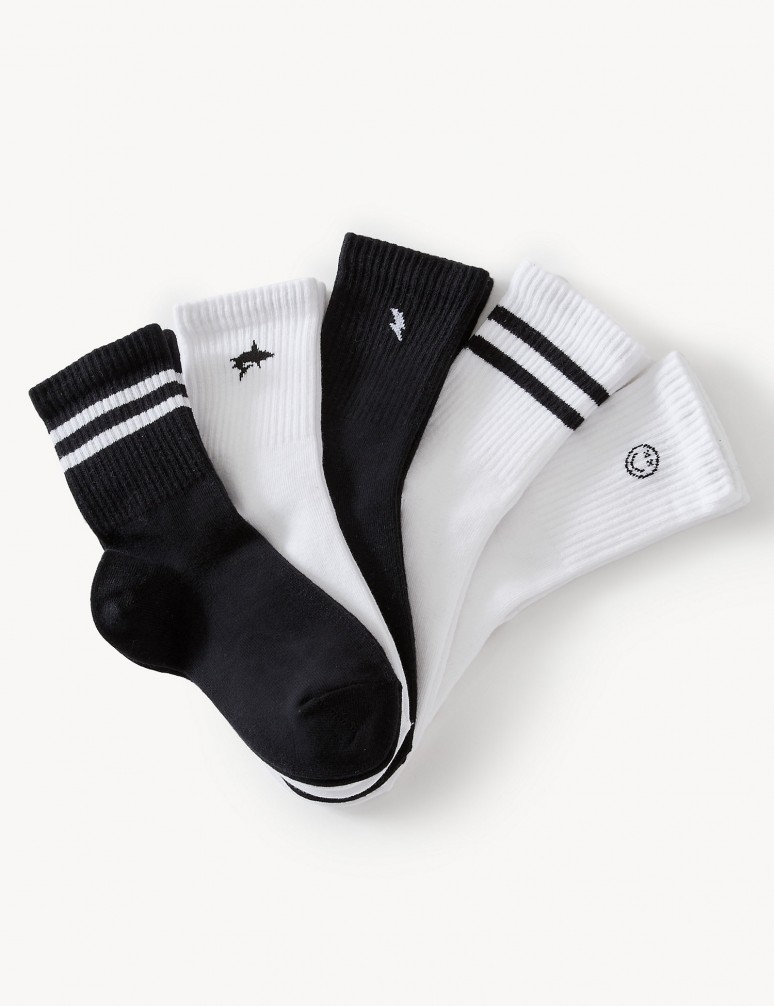5 párů sportovních ponožek s vysokým podílem bavlny
