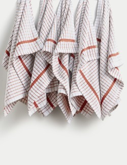 Set of 5 Checked Terry Tea Towels