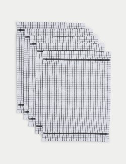 Set of 5 Checked Terry Tea Towels