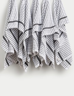 Set of 5 Checked Terry Tea Towels
