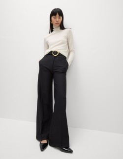 Jersey Seam Detail Wide Leg Trousers