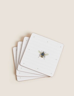 Set of 4 Bee Print Placemats & 4 Coasters