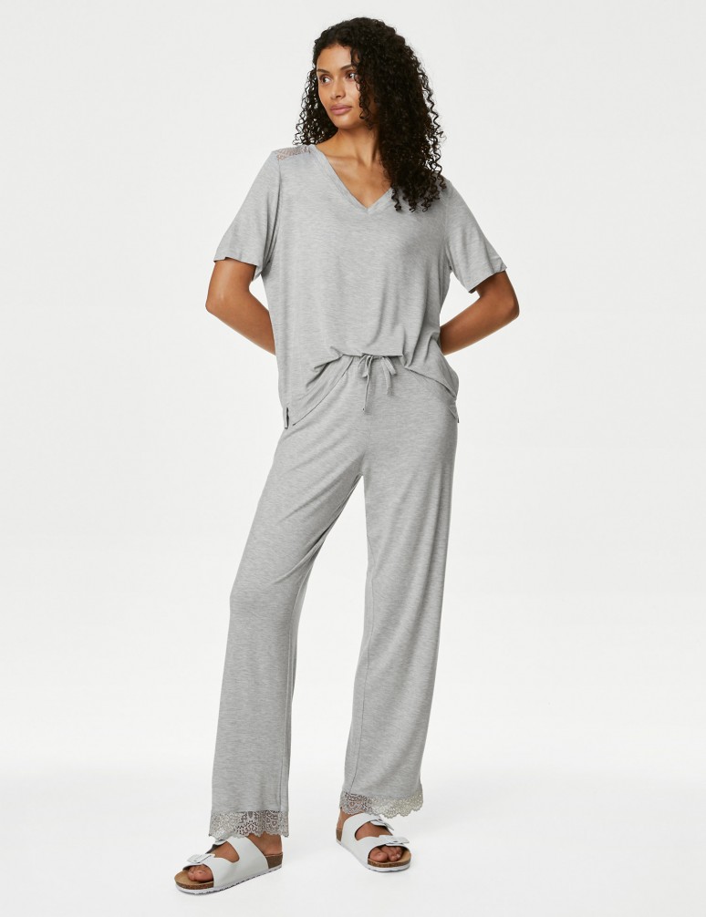 Body Soft™ Lace Trim Pyjama Bottoms