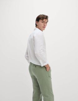 Chino kalhoty ze směsi lnu, normální střih