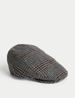 Pure Wool Checked Flat Cap...
