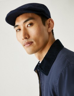 Wool Blend Flat Cap with...