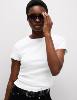 Žebrované tričko úzkého střihu s vysokým podílem bavlny