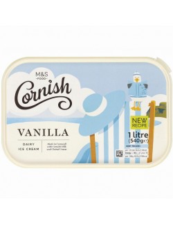 Zmrzlina vyrobená z cornwallského mléka s vanilkovou příchutí